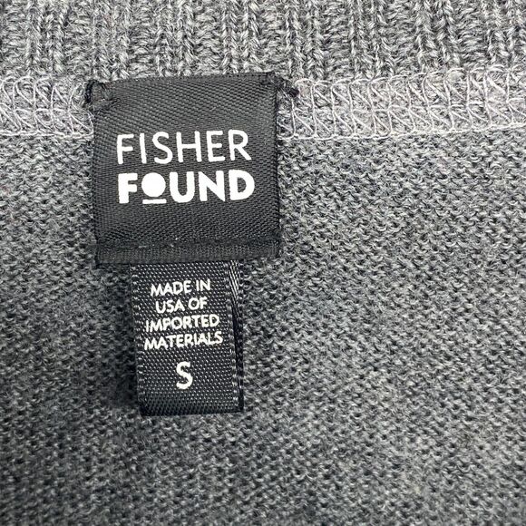 FISHER FOUND Sweater S EILEEN FISHER Patchwork Crafted Jumper Crochet Gray USA - Picture 9 of 13